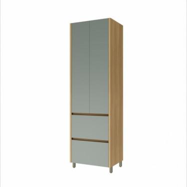 Imagem de Paneleiro 2 Portas 2 Gavetas Nesher Rainha 70cm 100 Mdf Nature/verde