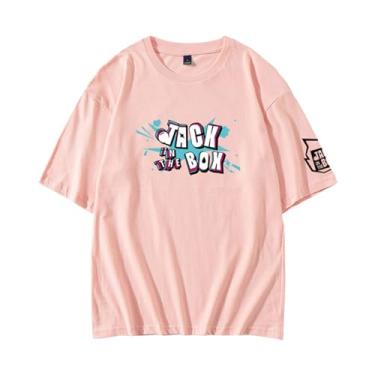 Imagem de Camiseta moderna K-pop Jack in The Box, camiseta estampada J-Hope Support Born Pink Contton gola redonda camisetas com desenho animado, B Rosa, XXG