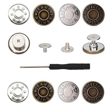 Imagem de 8 Sets Replacement Jean Buttons for Jeans,No Sew Removable Metal Button for Jeans,20mm Button Repair Kit with Screwdriver,Packed in Plastic Storage Box.Fit for Any Cowboy Clothing,Jackets,Pants
