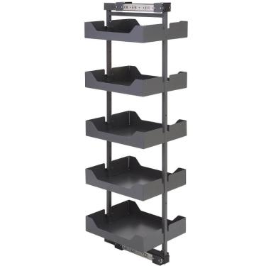 Imagem de Coluna Deslizante Preta com 5 Cesto Ajustáveis 175cm Prateleira Organizador de Armário Cozinha