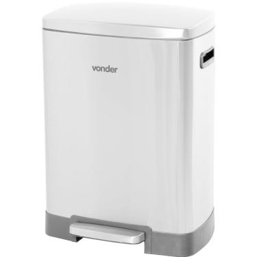 Imagem de Lixeira Retangular de 50 Litros Inox Vonder Cinza com Pedal Balde Interno