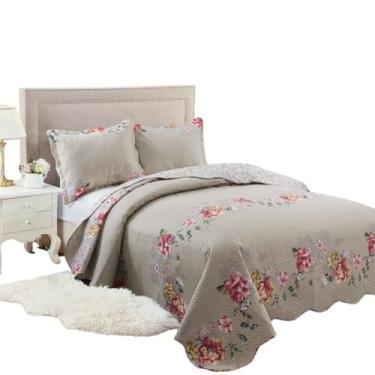 Imagem de Kit Colcha Queen 3 Peças Realce Premium Dupla Face Sultan Estampa:Jamile