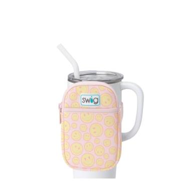 Imagem de Swig Life Bolsa Mega Caneca, Bolsa para Garrafa de Água com Alça Ajustável, Pochete de Garrafa de Água com Bolso para Telefone com Zíper, Acessórios para Copos (Oh Happy Day)