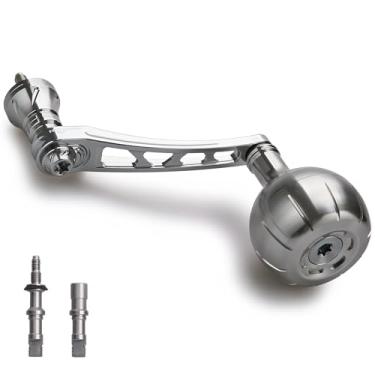 Imagem de HEIGHTEN Cabo giratório para Shimano Stradic FL FM Stella Vanford Vanquish Nasci Twinpower Daiwa Fuego BG MQ Certificado balístico Luvias Tatula (prata, botão de 38 mm e alça de 65/70 mm) (900)