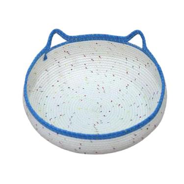 Imagem de Ioensy Cama de gato feita à mão com corda de algodão, cama de dormir respirável, resistente ao desgaste, arranhador para casa de gato, para todas as, XL