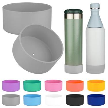 Imagem de 2 peças de bota de silicone para garrafa Stanley All Day Slim de 590 ml, capa protetora antiderrapante para garrafa Stanley AeroLight Transit (cinza)