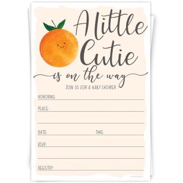 Imagem de Convites para chá de bebê Little Cutie (20 unidades) com envelopes – Gênero neutro ou chá de bebê para meninas