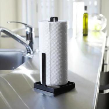 Imagem de Porta Papel Toalha de Mesa Preto Suporte para Rolos Alumínio Filme PVC