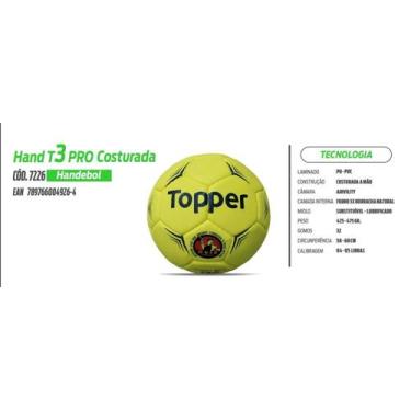 Imagem de Bola Handebol Topper Hand T3 Pro Costurada Amarelo