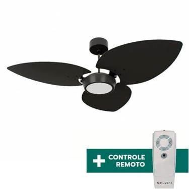 Imagem de Ventilador de Teto Com Controle Remoto Natuvent Dahlia Led 3 Pás Madeira Preto 3000k Branco Quente (127, Volts)