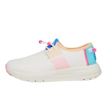 Imagem de Hey Dude Tênis feminino Sirocco Color-Block – Cabedal de tecido elástico – Forro têxtil respirável, Creme/Multi, 42
