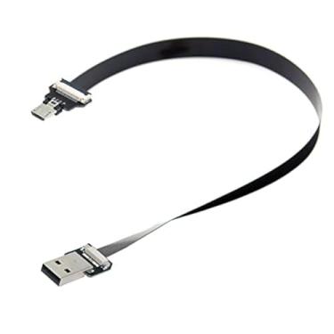 Imagem de Cablecc USB 2.0 Tipo-A Macho para Micro USB 5 pinos Macho Cabo FPC Fino para FPV, Disco e Telefone 50 cm