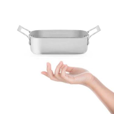 Imagem de Travessa Mini Alça Inox Couvert Servir Entradas Buffet 1,1L - GOURMET 