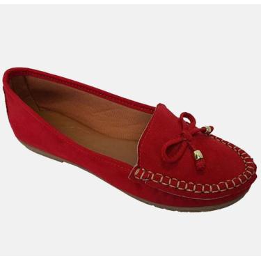 Imagem de Sapatilha Mocassim Feminino Costurado À Mão Moda Pé 2, 36, Vermelho