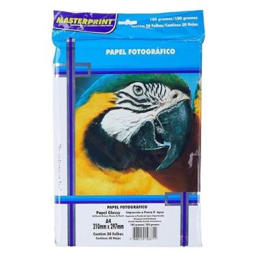 Imagem de Papel Fotográfico A4 Glossy 50 Folhas Branco - Masterprint - Tendtudo