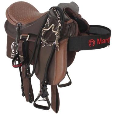 Imagem de Sela Australiana De Cabeça De Couro 15,5 Polegadas Adulto Completa + M