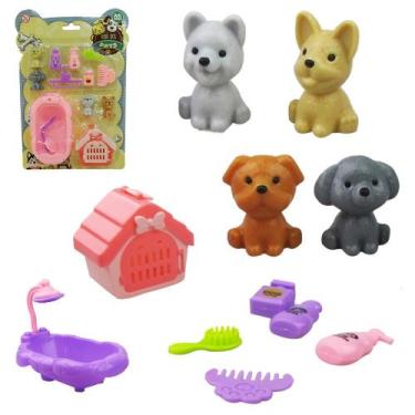 Imagem de Brinquedo pet cachorros com banheira e casinha + acessórios - ARK TOYS