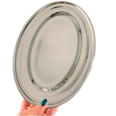 Imagem de Bandeja/travessa Oval Inox Rasa 28,5cm Grande - kehome, UNICA, UNICA