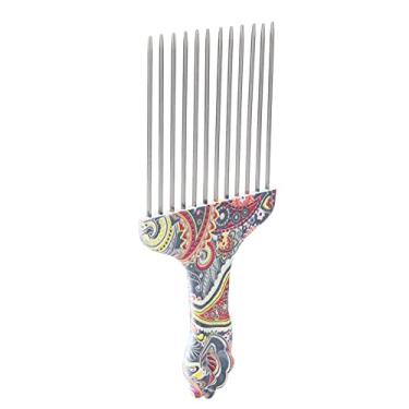 Imagem de Pente de Picareta de Cabelo, Picaretas de Cabelo para Cabelos Cacheados Com Cabo ABS Profissional Afro de Aço Inoxidável Desembaraçador Pente de Picareta de Cabelo para