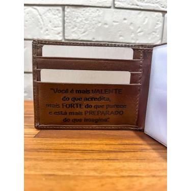 Imagem de Carteira Masculina Couro c/Porta Moedas Marrom - Você é mais Valente -