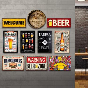 Imagem de Kit 10 Placas Decorativas Bebidas Cervejas Frases - Art Print