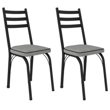 Imagem de Kit 2 Cadeiras para Cozinha Tubular D-13 Nara de Aço - Artefamol, Pret
