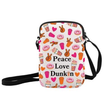 Imagem de JXGZSO Coffee Donuts Lover Gift Peace Love Donut Junkie Bolsa tiracolo Coffee Junkie Bolsa de ombro para amantes de bebidas presentes, Bolsa tiracolo Peace Love Donut