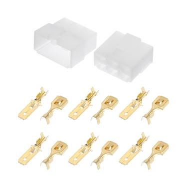 Imagem de A ABSOPRO Kits de plugue de conector de fio elétrico de carro de 6 pinos à prova d'água série 6.3 macho fêmea alojamento terminal de cabo plástico cobre branco