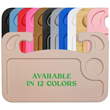 Imagem de lebogner Bandeja de volante, bandejas de comida de carro para comer, laptop, tablet, iPad ou notebook, gancho no volante automático (bandeja de volante, bege)