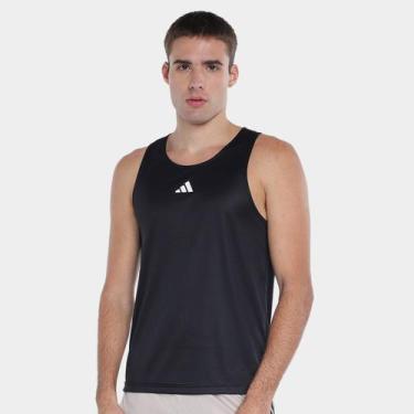 Imagem de Regata Adidas Treino Básica Masculina, Preto, Branco, M
