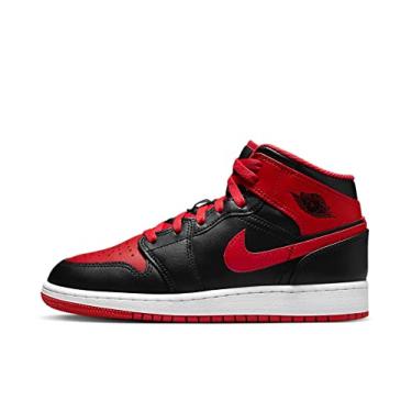 Imagem de NIKE Jordan Air 1 Mid (criança grande), preto/vermelho-branco, tamanho 36, Preto/vermel...