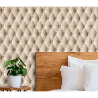 Imagem de Papel De Parede Capitonê Bege Claro Linho Adesivo Lavável 3d - IC DECO