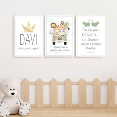 Imagem de 3 Quadros Infantil Ursinho Príncipe - FlorEllas, Safari oração