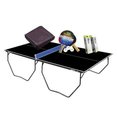Imagem de MESA PING PONG COR PRETA MDP 15mm 1087 KLOPF + KIT 5055 + 6 Bolinhas +