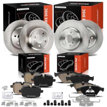 Imagem de A-Premium Rotores de freio a disco ventilado dianteiro e traseiro + kit de pastilhas de cerâmica compatível com modelos selecionados BMW - 535i 2011-2013, 640i 2012-2017, 640i Gran Coupe, 640i xDrive,
