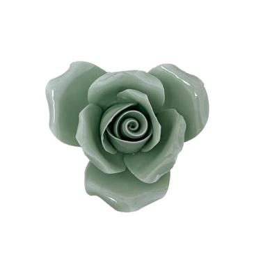 Imagem de Rosa, arte de parede de flores de cerâmica de 7 cm, decoração de parede de flores artificiais 3D, escultura de parede feita à mão, decoração de parede de flor de porcelana para casa, corredor, sala de