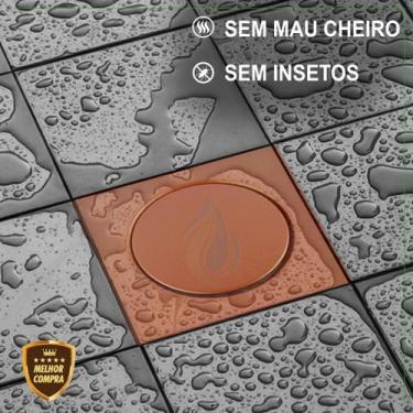 Imagem de Ralo Inteligente Click 15x15 cm para Banheiro em Aço Inox Bronze Quadr