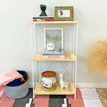 Imagem de Aparador Industrial Slim de Ferro e Madeira Natural e Branco - ArtFact