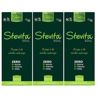 Imagem de Adoçante Líquido Stevita SOUL VEGAN STEVIA 60ml 3 Unidades - Steviafar