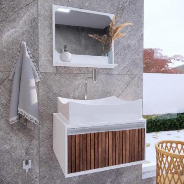 Imagem de Gabinete Banheiro Maranata 50 Ripado C/cuba + Combo Branco - GABINETTO