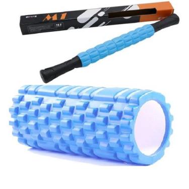 Imagem de Rolo Foam Roller Liberação Miofascial E Bastão Massagem KIT - OCCY