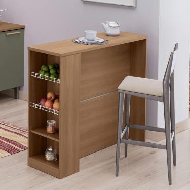 Imagem de Bancada de Ilha para Cozinha 120 Cm com Fruteira Freijó