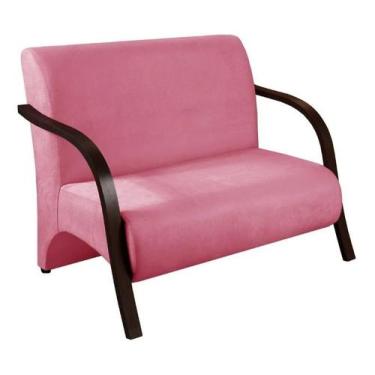 Imagem de Poltrona namoradeira - 2 lugares - rosa-claro - braço em madeira - Neg