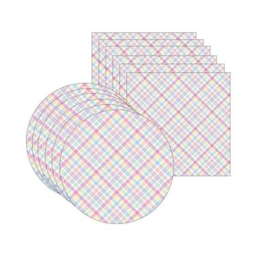 Imagem de Kit Sousplat + Guardanapo Páscoa Xadrez Colorido - NSW, 6 Peças, Sem b