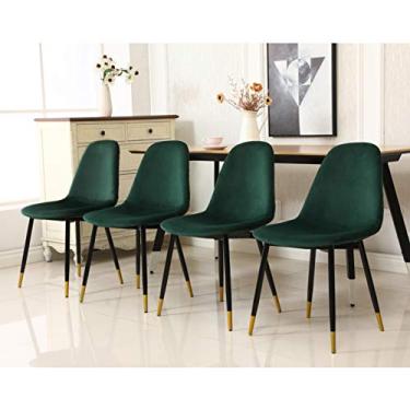 Imagem de Roundhill Furniture Cadeiras de jantar de tecido contemporâneo Lassan, conjunto de 4, verde