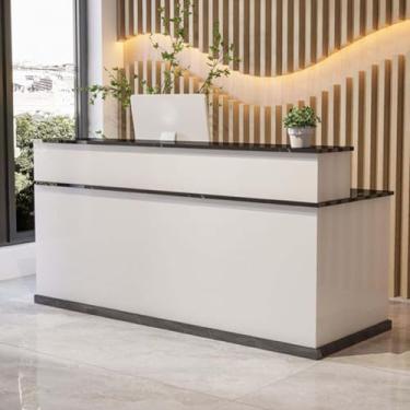 Imagem de Luzes de balcão de recepção moderno balcão de varejo com gavetas mesa de recepção balcão frontal com armário armário caixa simples para checkout, escritório, salão de beleza, lobby, P, 100 x 60 x 100