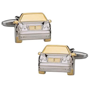 Imagem de Abotoaduras de carro de luxo Cuff-Daddy em tom dourado e prata com caixa de apresentação