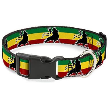 Imagem de Buckle-Down PC-W31261-S Coleira com clipe de plástico, leão Rasta, 2,54 cm de largura, serve para pescoços pequenos de 23 a 38 cm