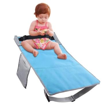 Imagem de Cama de Avião Infantil, Extensor de Assento de Avião de Nylon para Viagens para Meninos e Meninas (Azul)