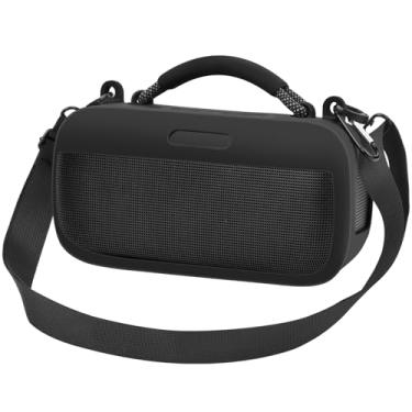 Imagem de Capa protetora de silicone para alto-falante portátil Bose SoundLink Max, capa de silicone macio para alto-falante Bose com alça de ombro para transporte, ideal para montanhismo, caminhada e